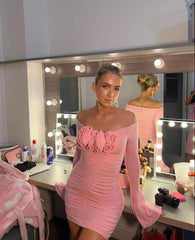 Sophya Lantern Sleeve Mini Dress