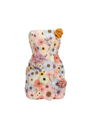 Belen Floral Mini Dress in Pink