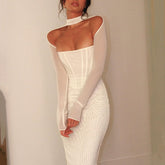 STRAPLESS BANDAGE MIDI DRESS