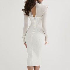 STRAPLESS BANDAGE MIDI DRESS