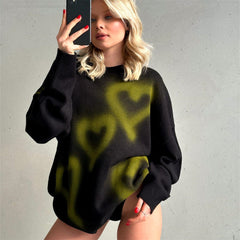 Loose casual printing knitted Sweatshirt