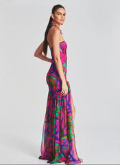 Meila Tropical Slit Maxi Dress