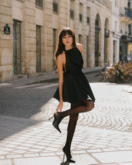 Halter Neck Tie Bow Backless Waist Mini Dress