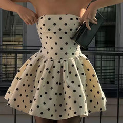 Elodie Polka Dot Strapless Mini Dress