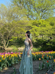 Abril Floral Corset Top in Green