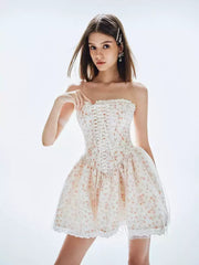 Daiana Floral Lace-Up Corset Dress