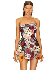 Belen Floral Mini Dress in Black