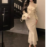 SNOWFLAKE LACE TWO PIECE SET IN WHITE