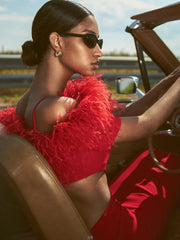 Cloey Bandeau Maxi Dress in Red