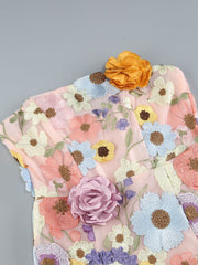 Belen Floral Mini Dress in Pink