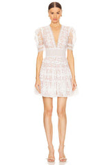 LACE EMBROIDERY MINI DRESS IN LILAC