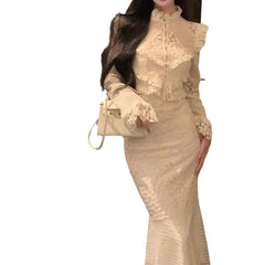 SNOWFLAKE LACE TWO PIECE SET IN WHITE