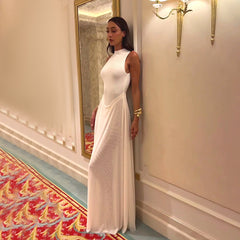 Mesh Stitching Open Back A-Line Dress