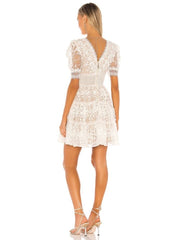 LACE EMBROIDERY MINI DRESS IN LILAC