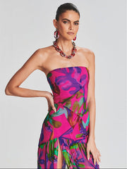 Meila Tropical Slit Maxi Dress