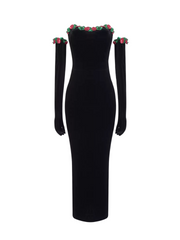 Rosetta Embellished Velvet Maxi Dress