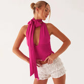 Pink Halter Drape Top