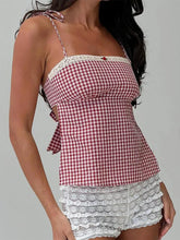 Red Plaid Bow Tie Cami Top