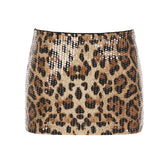 Leopard Sequined Mini Skirt