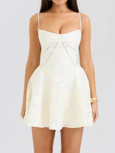 Jacquard Layered Lace Up Cami Mini Dress