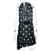 Blue Deep Halter Neck Polka Dot Mini Dress