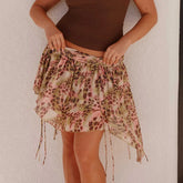 Animal Print Ruffled Low Rise Short Skirt