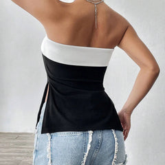 Contrast Black Tube Top