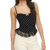 Polka Dot Print Ruffles Cami Top - High Street Style