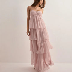 Tiered Hem Tube Maxi Dress
