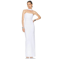 Bandage Halter Solid Maxi Dress