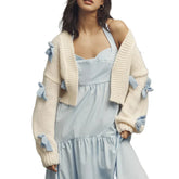 3D Bow Decor Cropped Cardigan