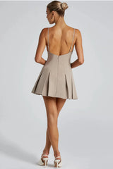 A-line Pleated Open Back Mini Dress