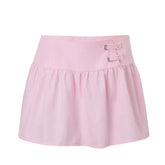 Polo Collar Short Sleeve Top And Mini Skirt Set