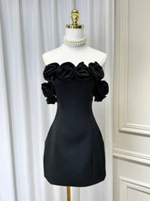 3D Flower Off-Shoulder Tube Mini Dress