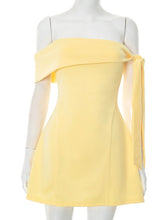 Off-shoulder Tie Up Solid Mini Dress