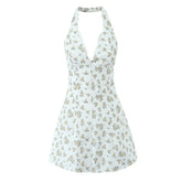 Printed Halter Mini Dress