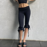 Knee Length Capri Low Waist Drawstring Pants