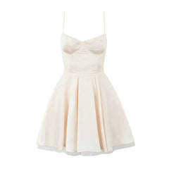Satin Corset Tulle Flare Mini Dress