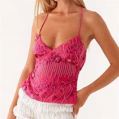 Sequin V-Neck Cami Top �Shiny & Stylish Fit