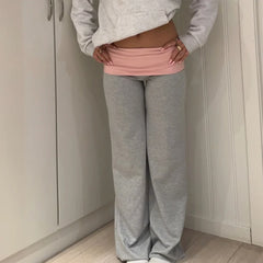 Contrast Color Flare Pants