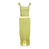 Ruched Floral Crop Top And Midi Skirt Set