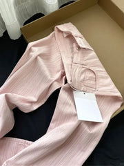 Pink Striped Wide-leg Jeans