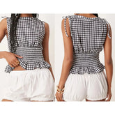 Plaid Smocked Tank Top