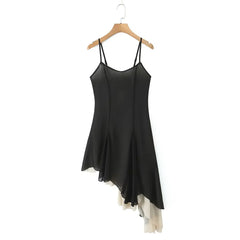 Ruffle Asymmetric Strappy Midi Dress