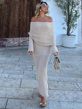 Knit Off-Shoulder Long Sleeve Maxi Dress