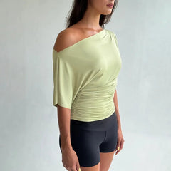 Asymmetrical One Shoulder Short Sleeve Top