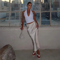 Deep Neck Halter Crop Top �Backless & Bold Fit