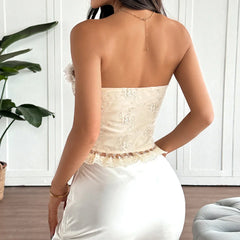 3D Flower Bandeau Cross Tie-up Corset Top