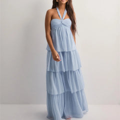 Tiered Hem Tube Maxi Dress