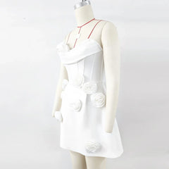 3D Flower Strapless Corset Mini Dress